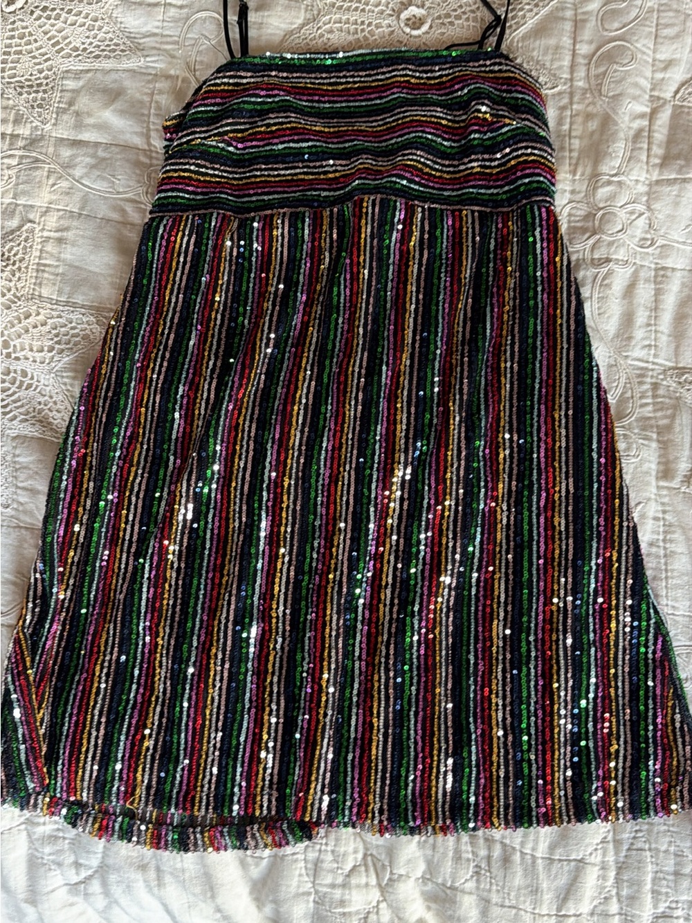 Three Hearts Multicolor Sequin Striped A-Line Skirt